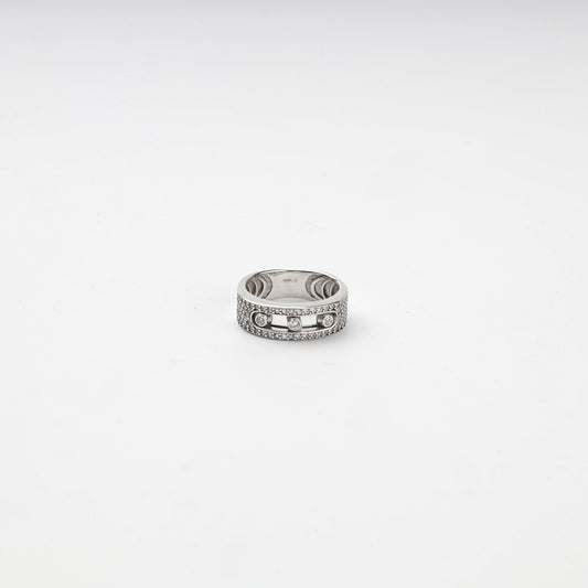 Silver 925 multi-row cubic zirconia ring, product view 1 — Kabluchka