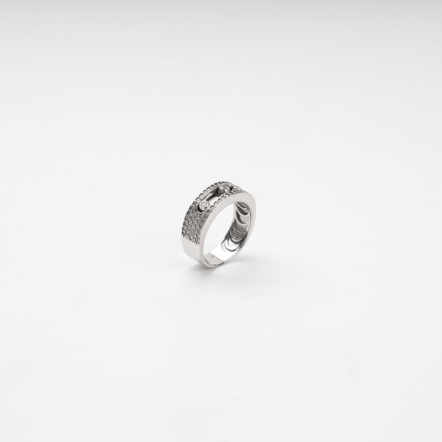 Silver 925 multi-row cubic zirconia ring, product view 2 — Kabluchka