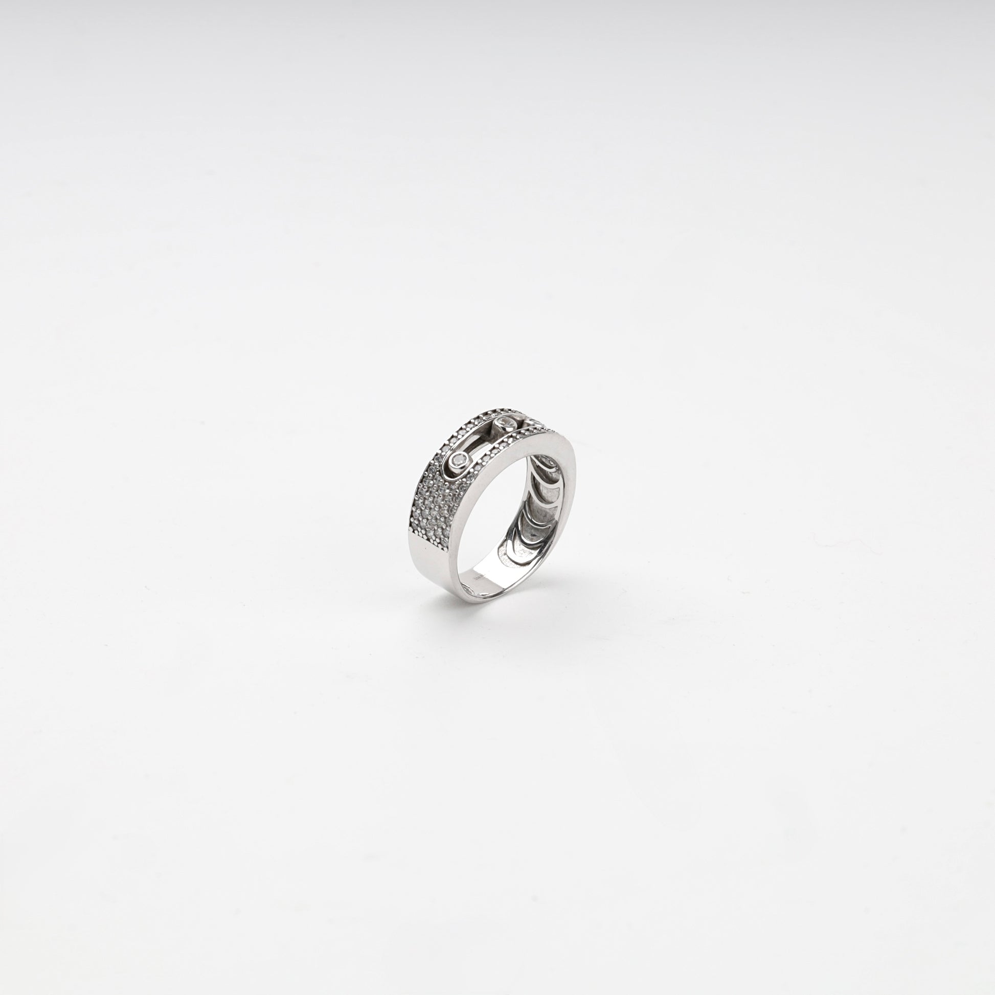 Silver 925 multi-row cubic zirconia ring, product view 2 — Kabluchka