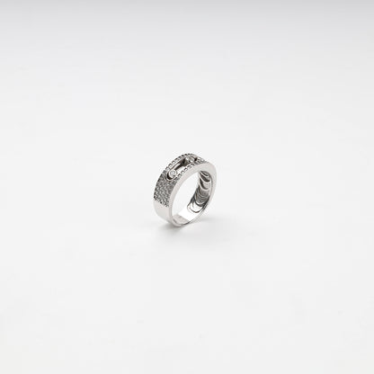 Silver 925 multi-row cubic zirconia ring, product view 2 — Kabluchka