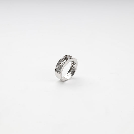 Silver 925 multi-row cubic zirconia ring, product view 2 — Kabluchka