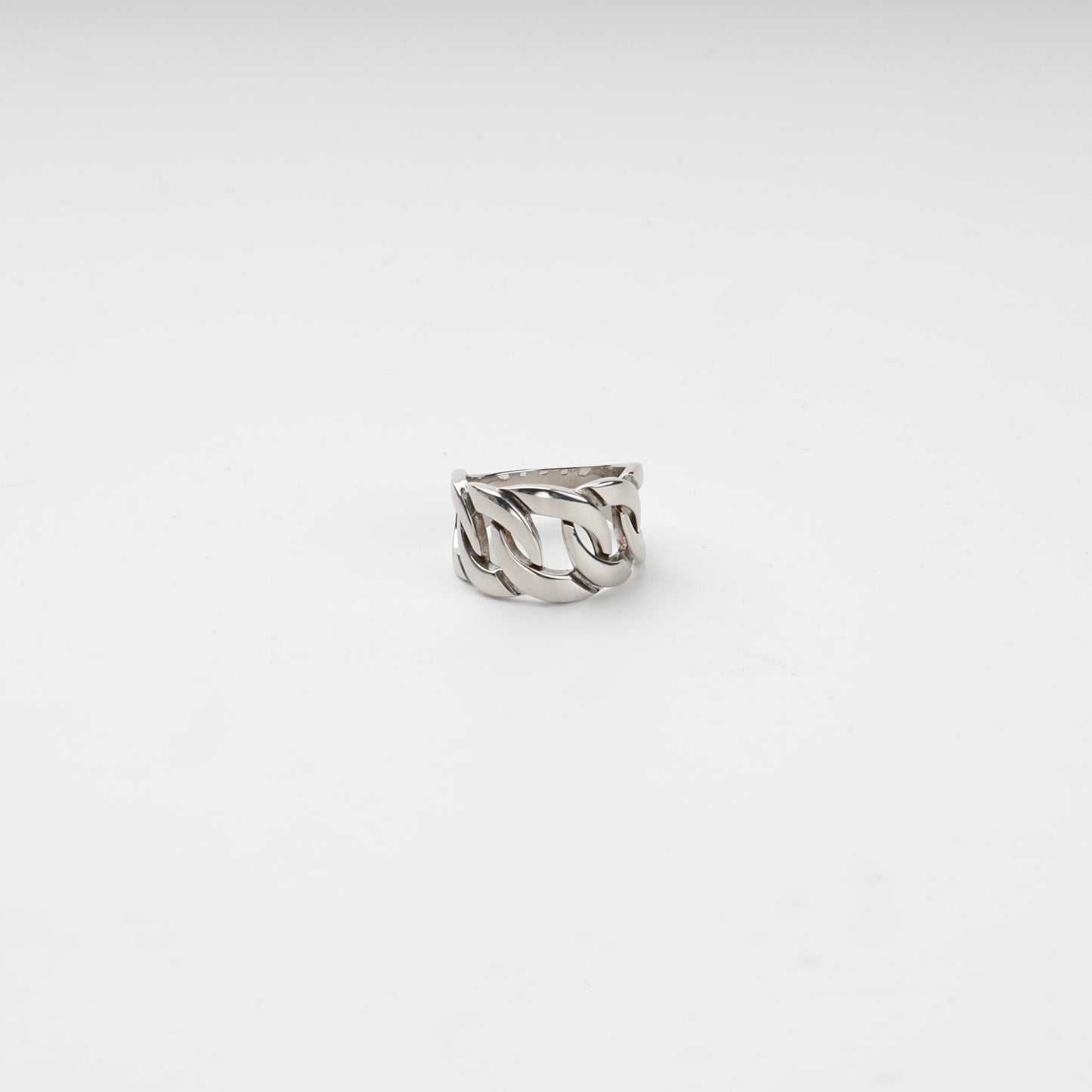 Silver 925 polished curb-link statement ring — Kabluchka