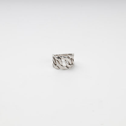 Silver 925 polished curb-link statement ring — Kabluchka