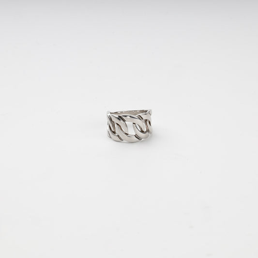 Silver 925 polished curb-link statement ring — Kabluchka
