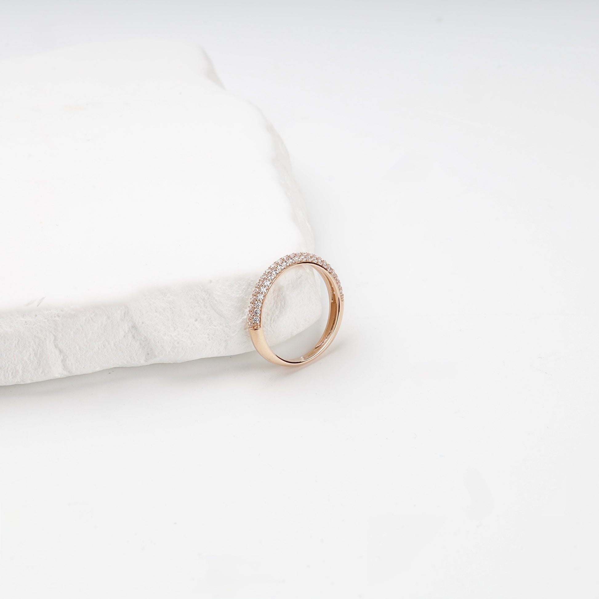 Rose Gold pavé band ring, front view