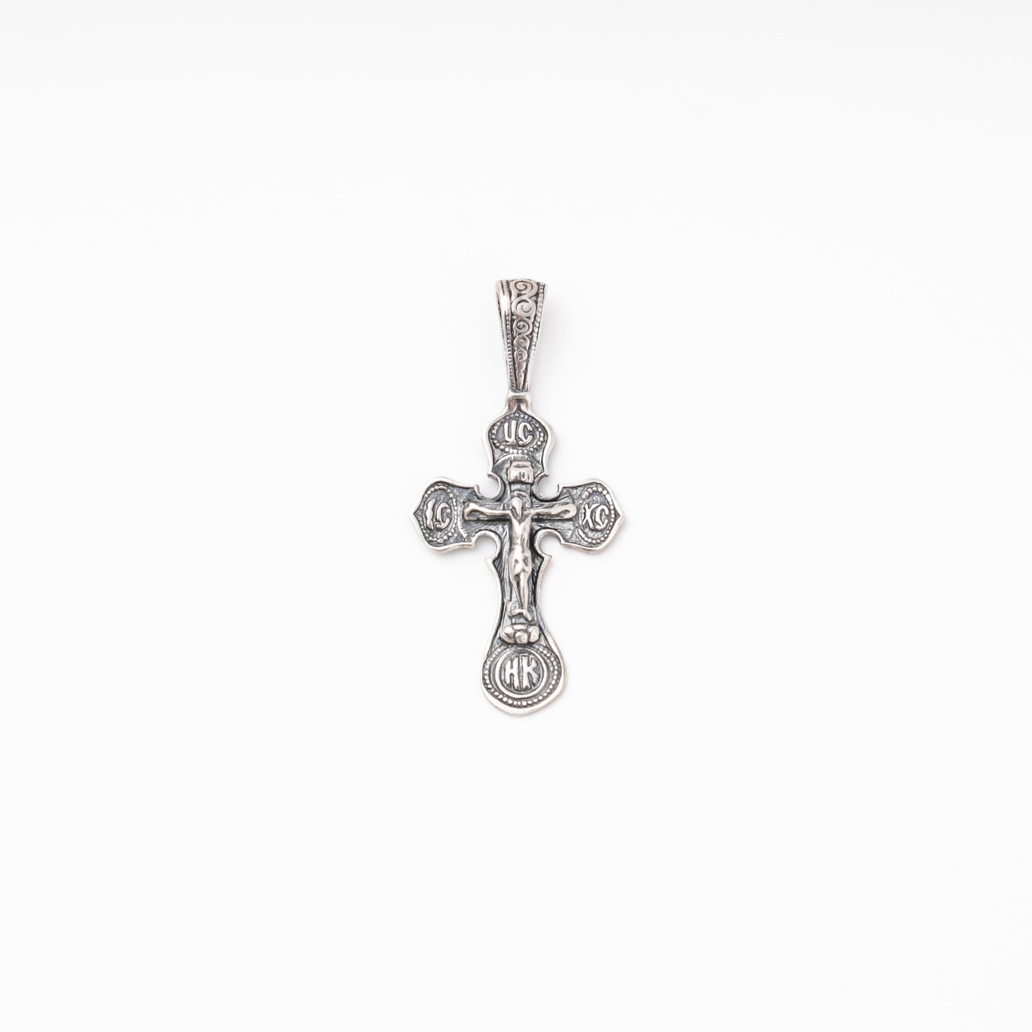 Silver 925 Orthodox Cross Pendant with Crucifix, 3651-ch, Kabluchka