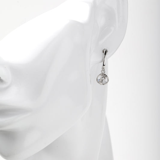 Silver 925 cubic zirconia orb drop earrings, product view 1 — Kabluchka