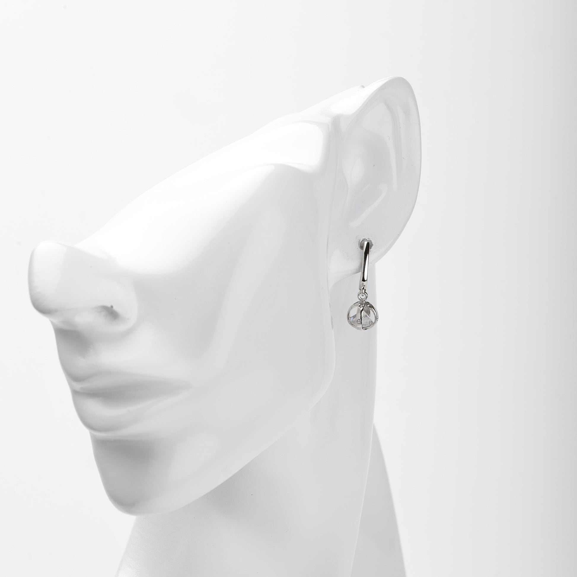 Silver 925 cubic zirconia orb drop earrings, product view 3 — Kabluchka