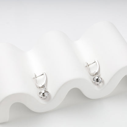 Silver 925 cubic zirconia orb drop earrings, product view 4 — Kabluchka