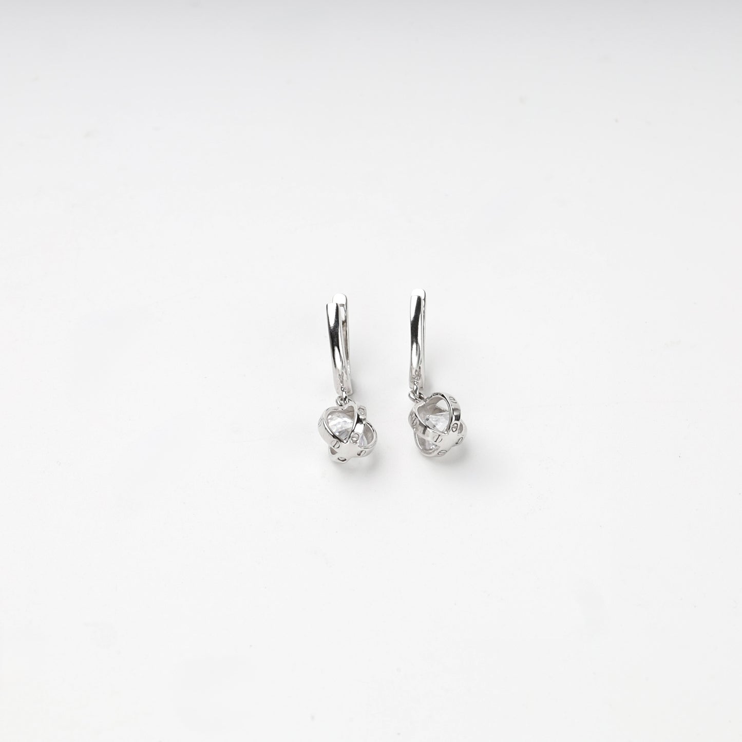 Silver 925 cubic zirconia orb drop earrings, product view 2 — Kabluchka
