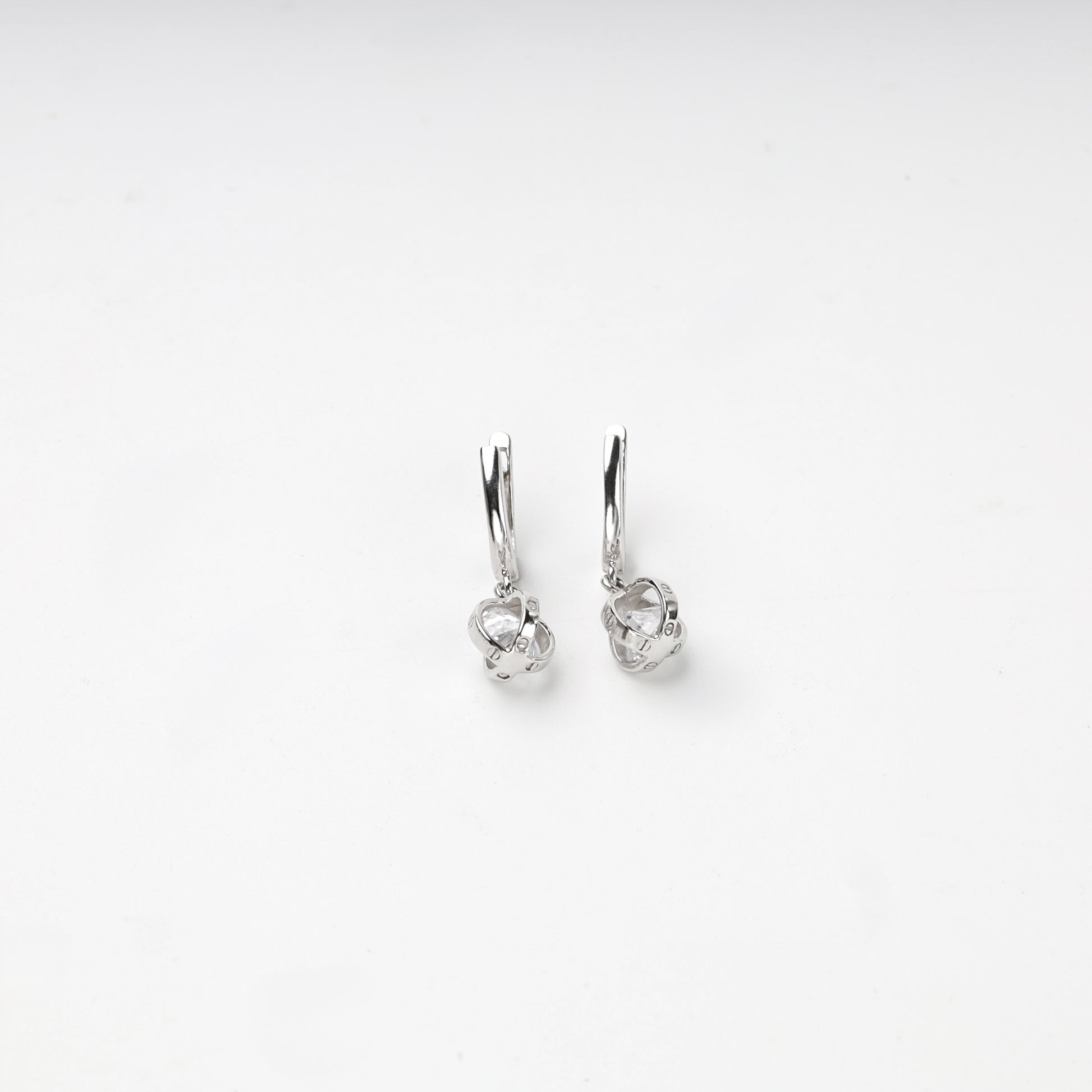 Silver 925 cubic zirconia orb drop earrings, product view 2 — Kabluchka
