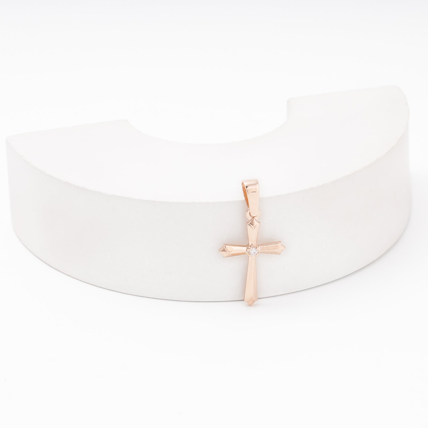 Rose gold cross pendant with diamond — Kabluchka