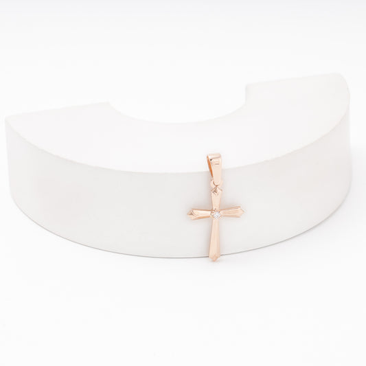 Rose gold cross pendant with diamond — Kabluchka