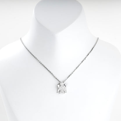 Rhodium-plated Silver 925 zirconia Guardian Angel pendant, product view 1 — Kabluchka