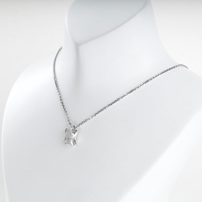 Rhodium-plated Silver 925 zirconia Guardian Angel pendant, product view 3 — Kabluchka