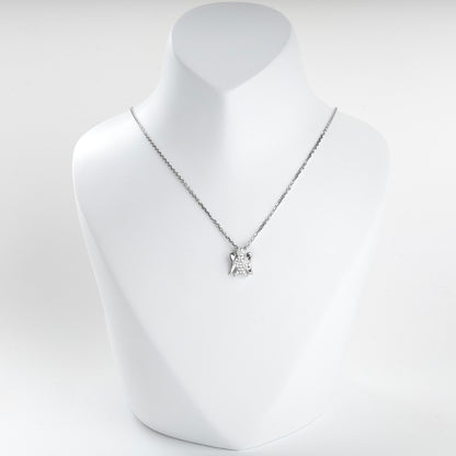 Rhodium-plated Silver 925 zirconia Guardian Angel pendant, product view 4 — Kabluchka