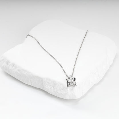 Rhodium-plated Silver 925 zirconia Guardian Angel pendant, product view 5 — Kabluchka