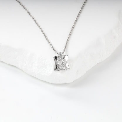 Rhodium-plated Silver 925 zirconia Guardian Angel pendant, product view 2 — Kabluchka