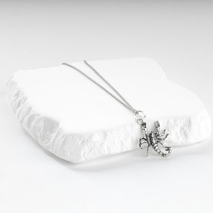 Silver 925 sculptural scorpion pendant, front view