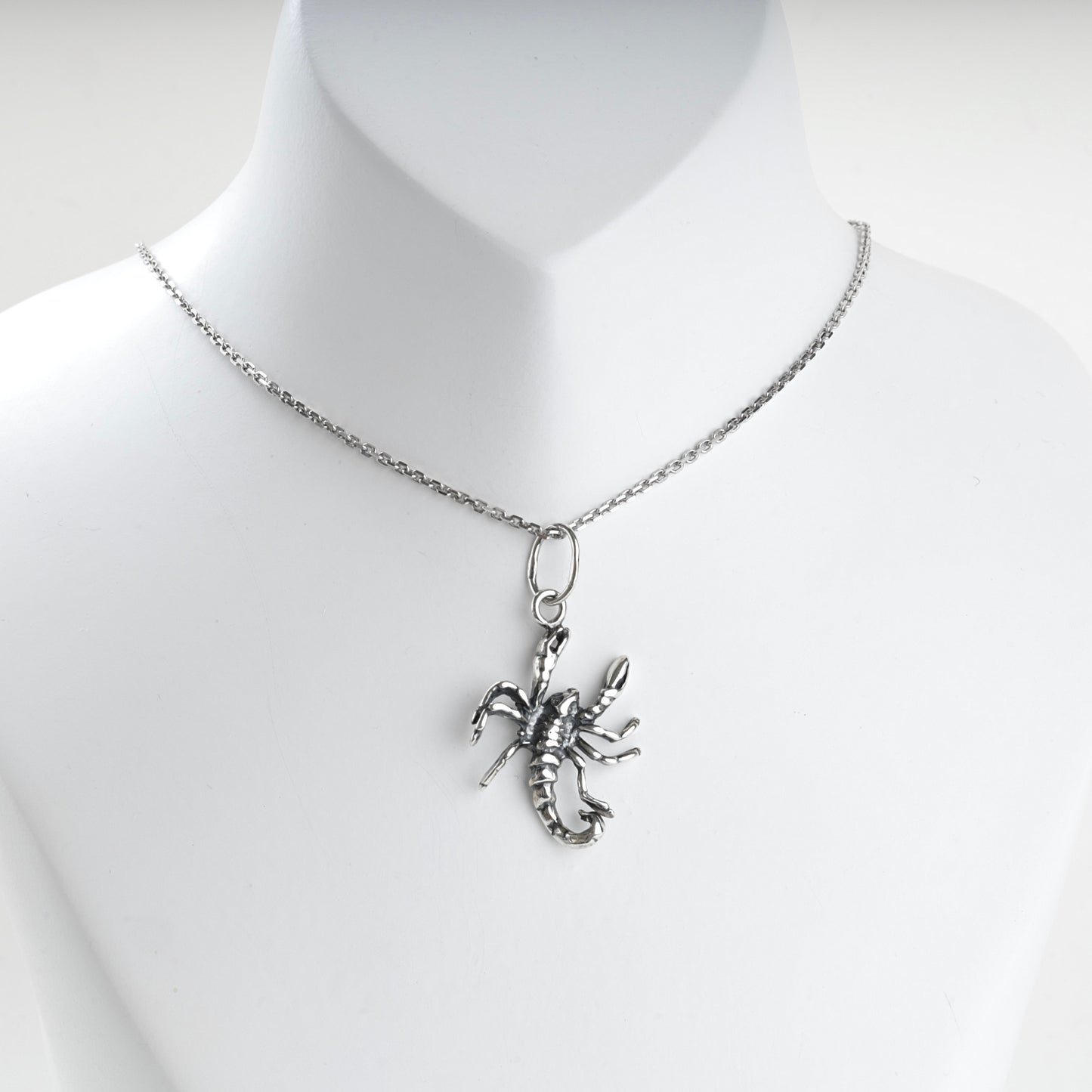 Polished scorpion pendant with dark recessed details