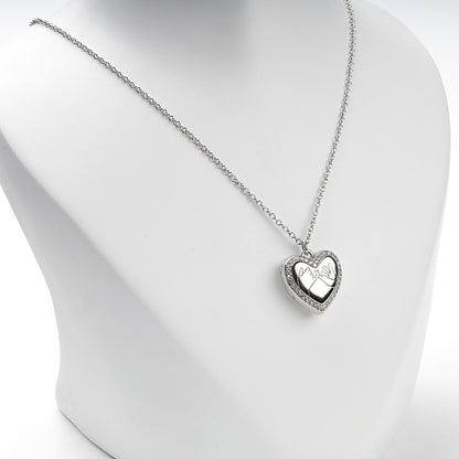 Rhodium-plated Silver 925 pinky-promise heart locket necklace