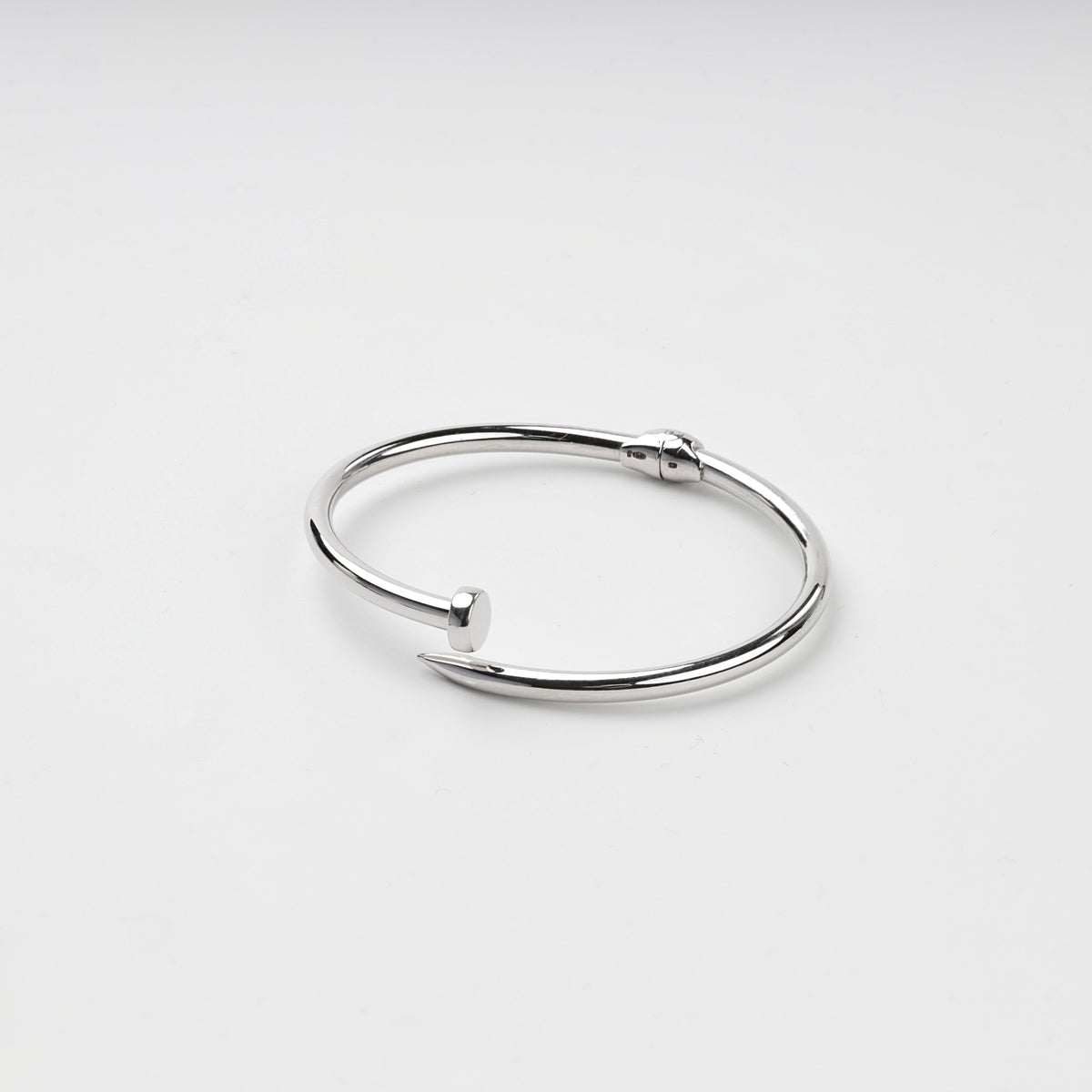 Rhodium-plated Silver 925 nail bangle bracelet, front view