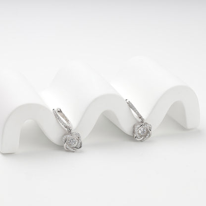 Cubic zirconia openwork floral drop earrings — pair view — Kabluchka