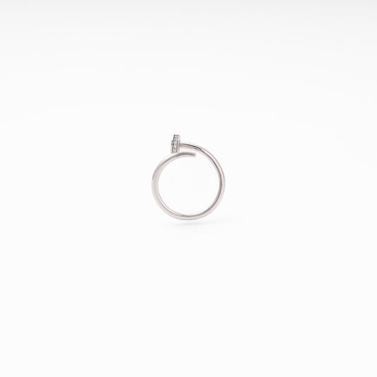 Silver nail wrap ring top view, Kabluchka