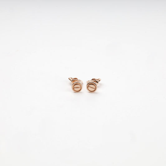 Rose Gold 14K round screw motif stud earrings front view — Kabluchka