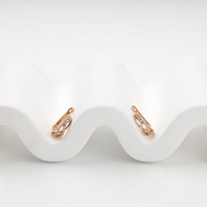 Rose Gold 14K interlaced cubic zirconia earrings, product view 1 — Kabluchka