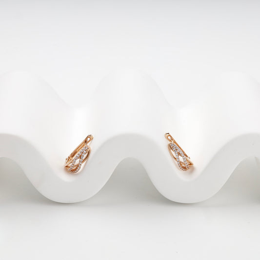 Rose Gold 14K interlaced cubic zirconia earrings, product view 1 — Kabluchka