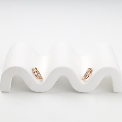 Rose Gold 14K interlaced cubic zirconia earrings, product view 4 — Kabluchka
