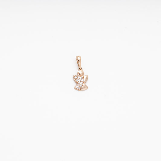 Rose gold CZ angel pendant 14K 585 — Kabluchka