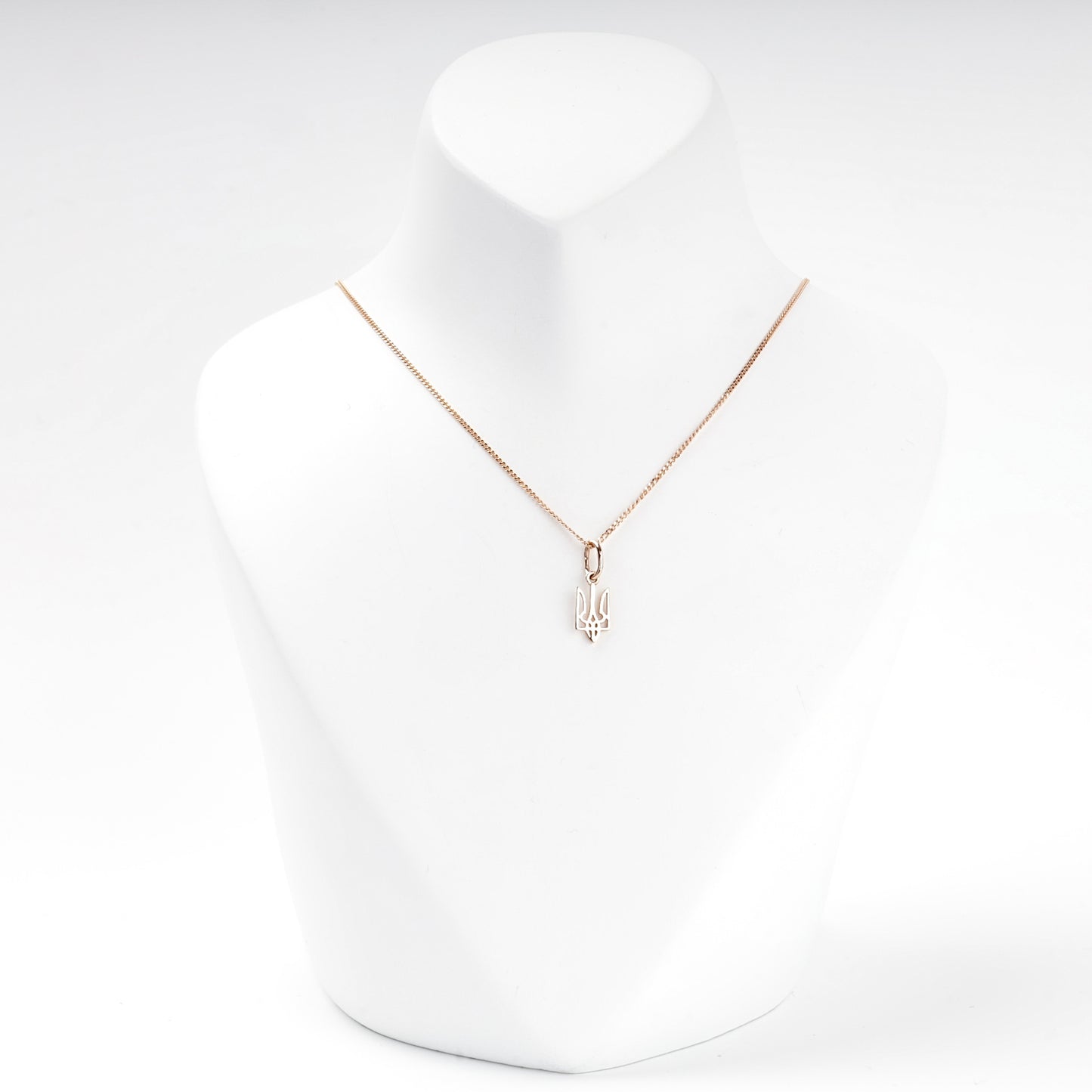 Small Rose Gold 585 Ukrainian Trident Pendant on a chain — Kabluchka