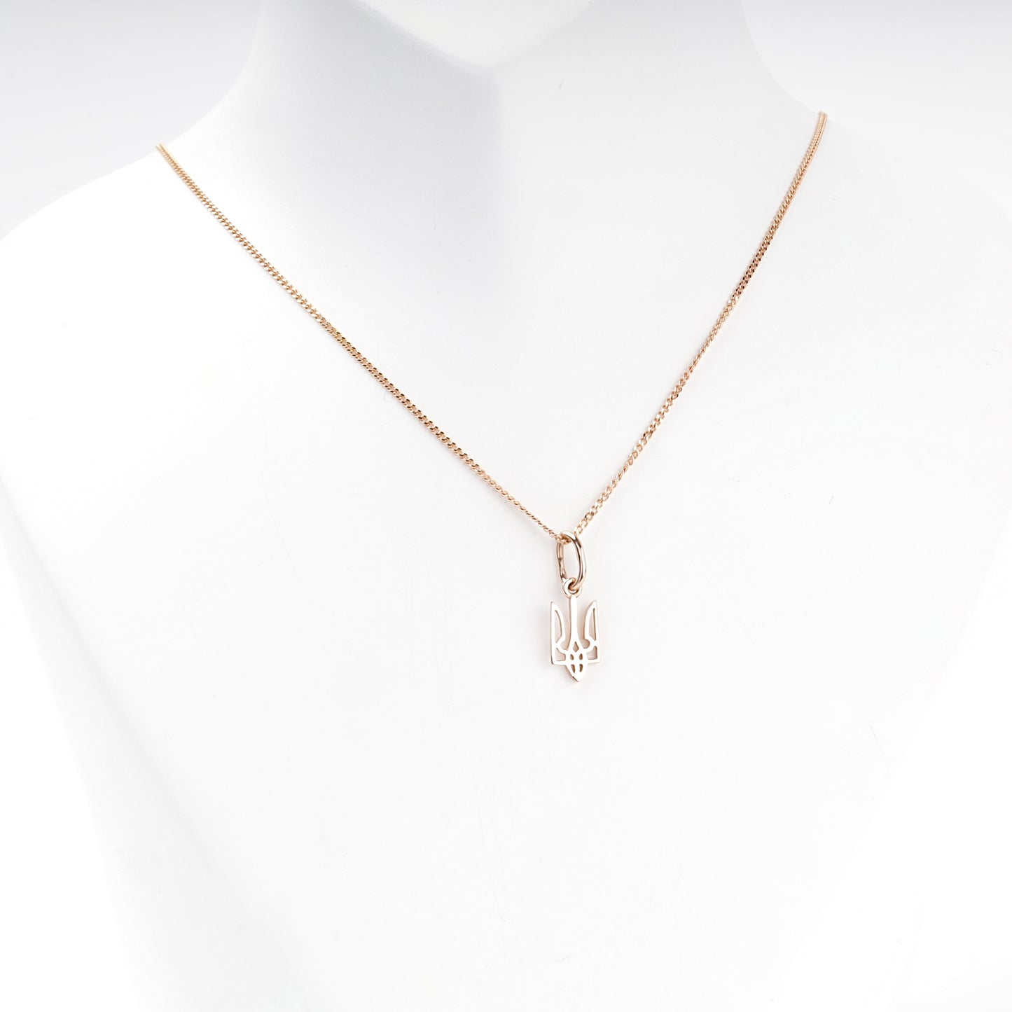 Small Rose Gold 585 Ukrainian Trident Pendant — Kabluchka