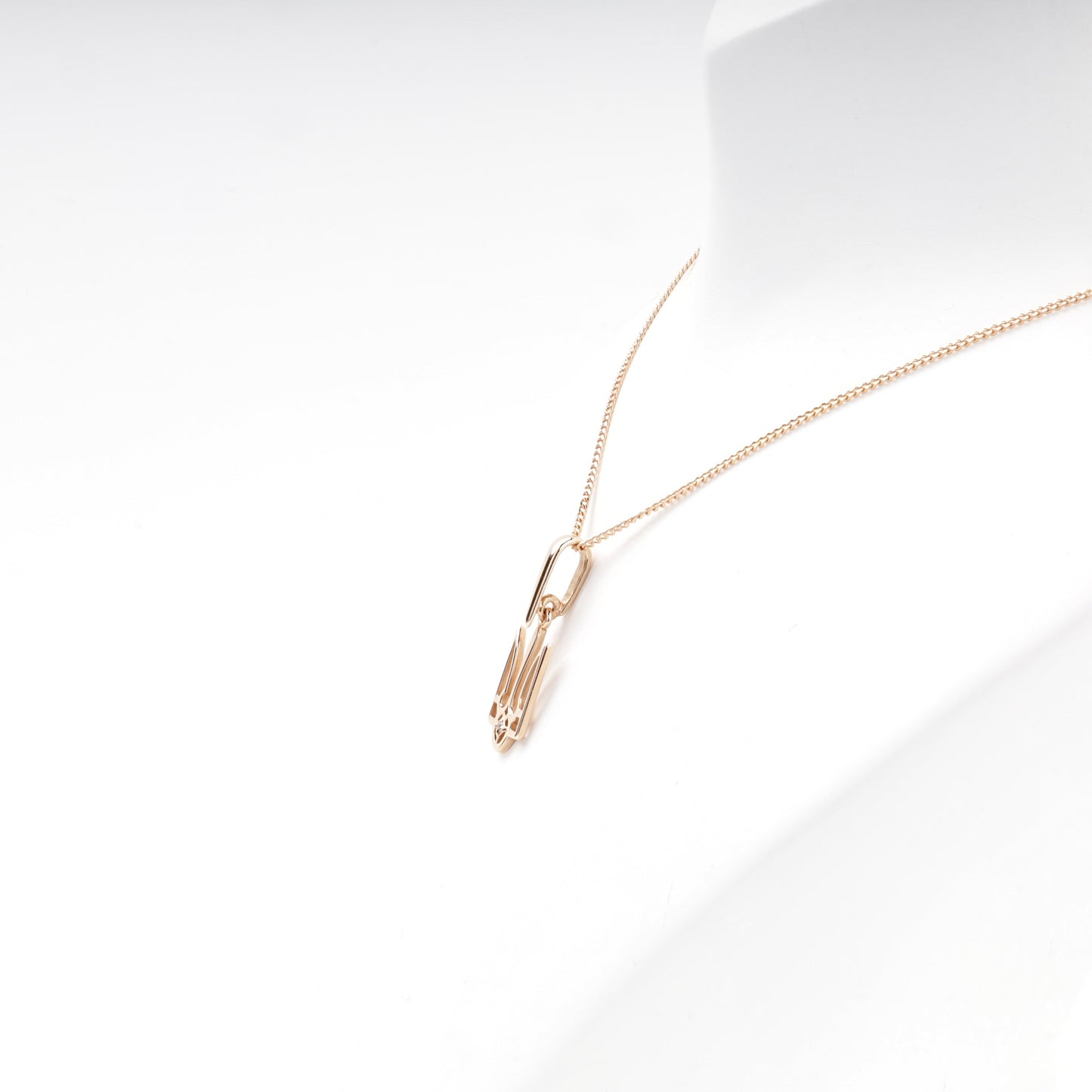 Rose Gold 585 Ukrainian Trident Pendant side view — Kabluchka