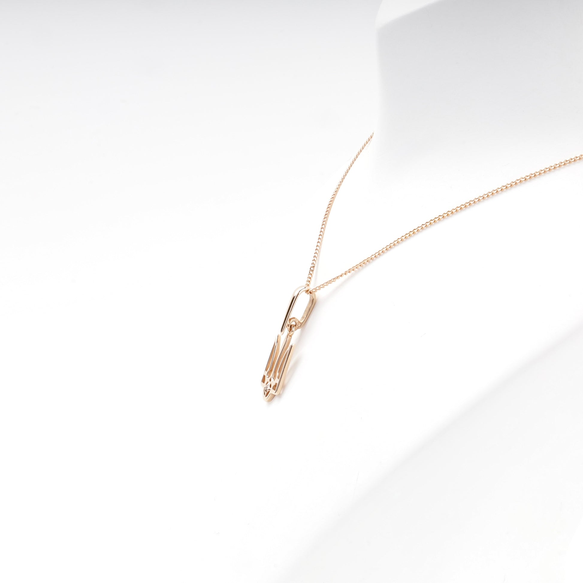 Rose Gold 585 Ukrainian Trident Pendant side view — Kabluchka
