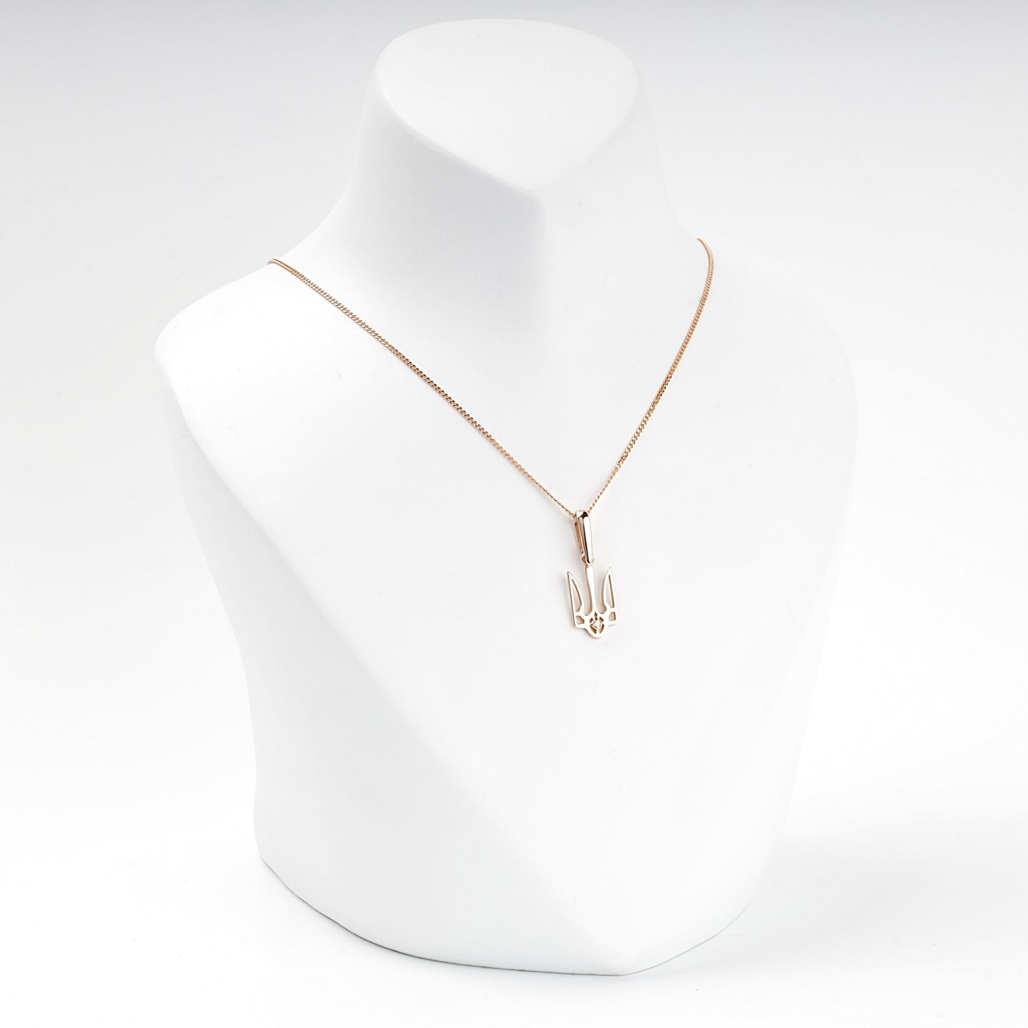 Rose Gold 585 Ukrainian Trident Pendant on a chain — Kabluchka