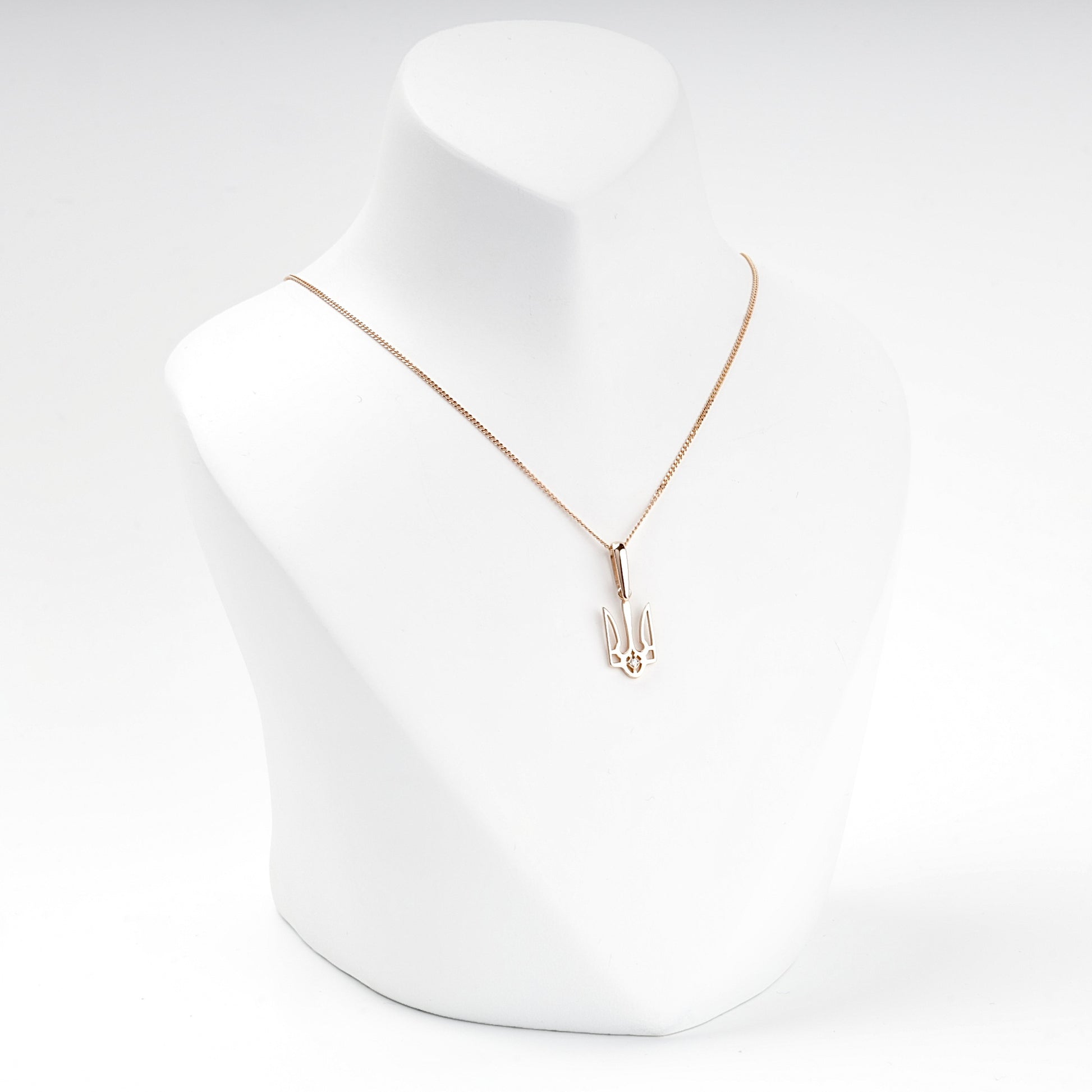 Rose Gold 585 Ukrainian Trident Pendant on a chain — Kabluchka