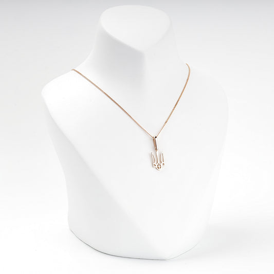Rose Gold 585 Ukrainian Trident Pendant on a chain — Kabluchka