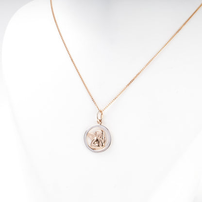 Gold 585 Guardian Angel Pendant, rose and white gold — Kabluchka