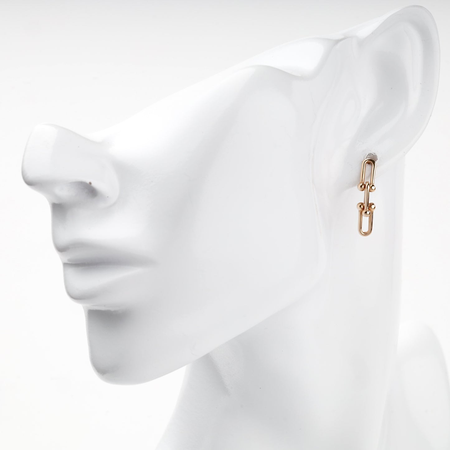 Rose Gold 14K double-link drop earrings, product view 2 — Kabluchka