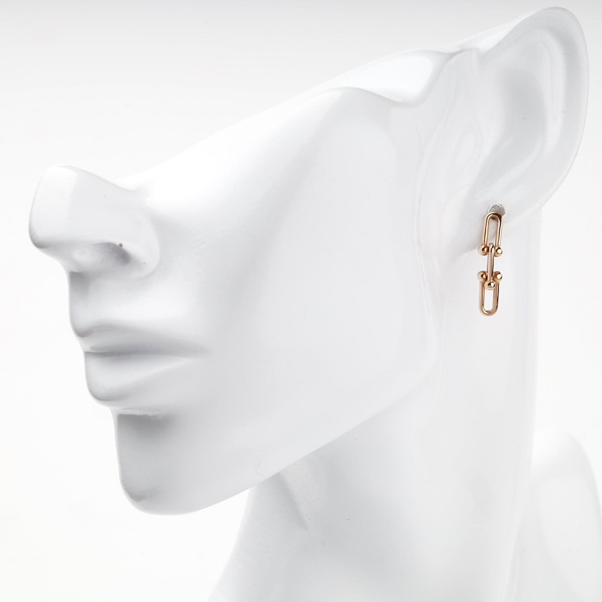 Rose Gold 14K double-link drop earrings, product view 2 — Kabluchka