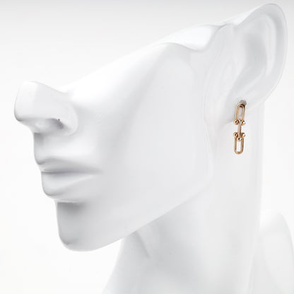 Rose Gold 14K double-link drop earrings, product view 2 — Kabluchka