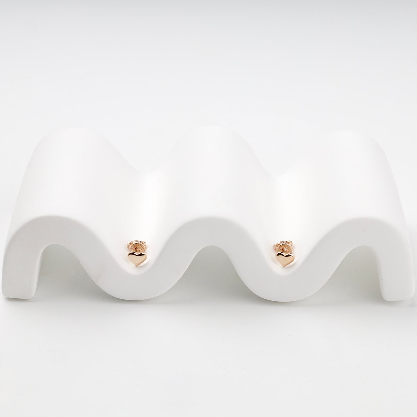 Rose Gold 14K heart stud earrings, product view 1 — Kabluchka