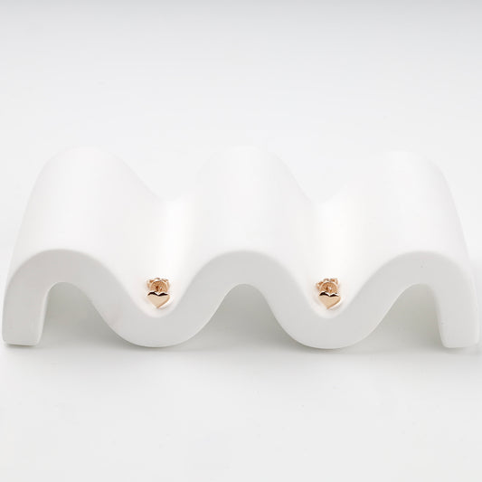 Rose Gold 14K heart stud earrings, product view 1 — Kabluchka