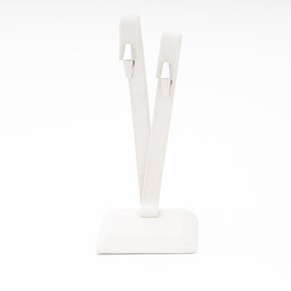 White gold geometric huggie earrings 585 — Kabluchka