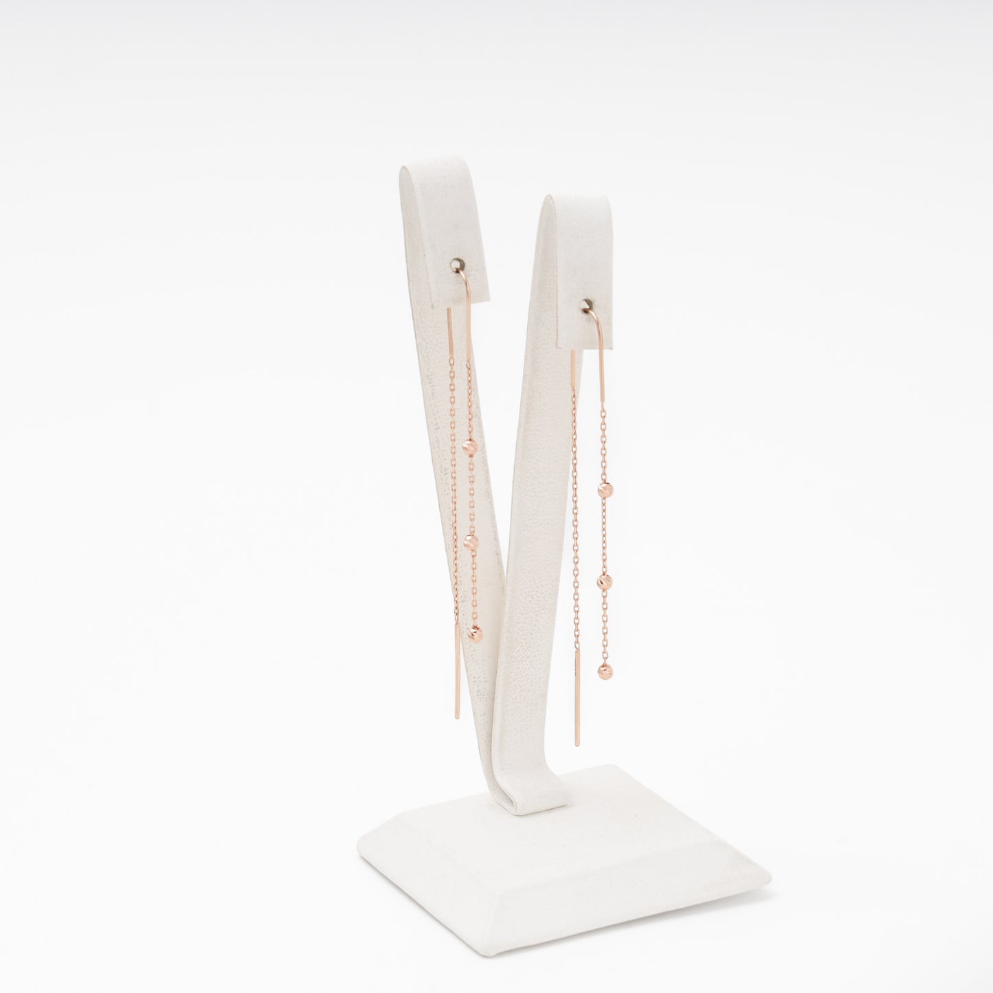 14K rose gold chain drop earrings — Kabluchka