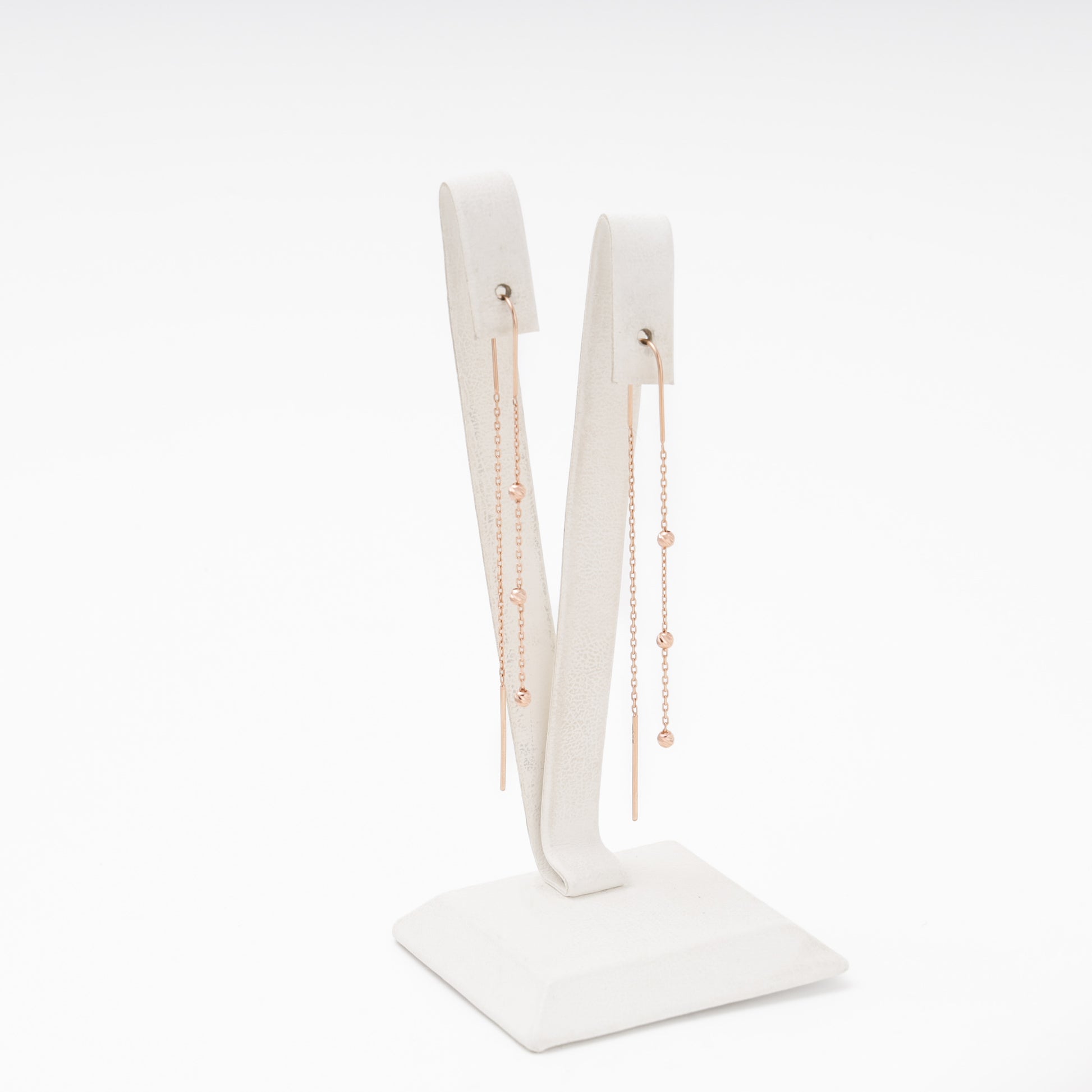 14K rose gold chain drop earrings — Kabluchka