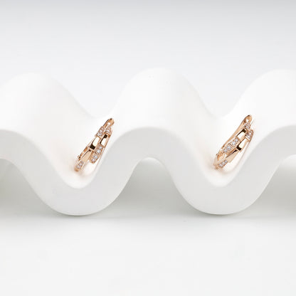 Rose Gold 14K interlaced cubic zirconia hoop earrings — Kabluchka